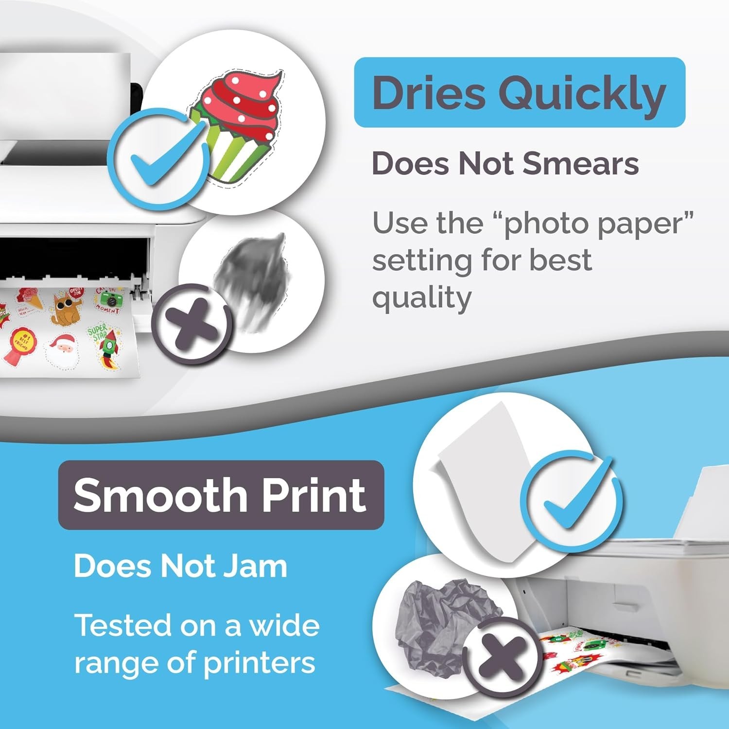 Printable Vinyl Sticker Paper for Inkjet & Laser Printer – 32 Sheets Self-Adh…