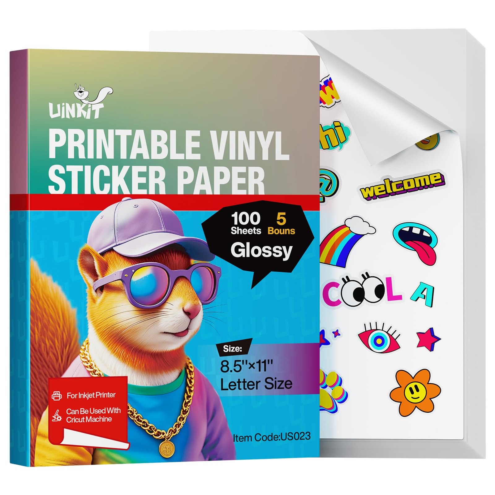 105 Sheets Printable Vinyl Sticker Paper for Inkjet Printer Cricut,included …