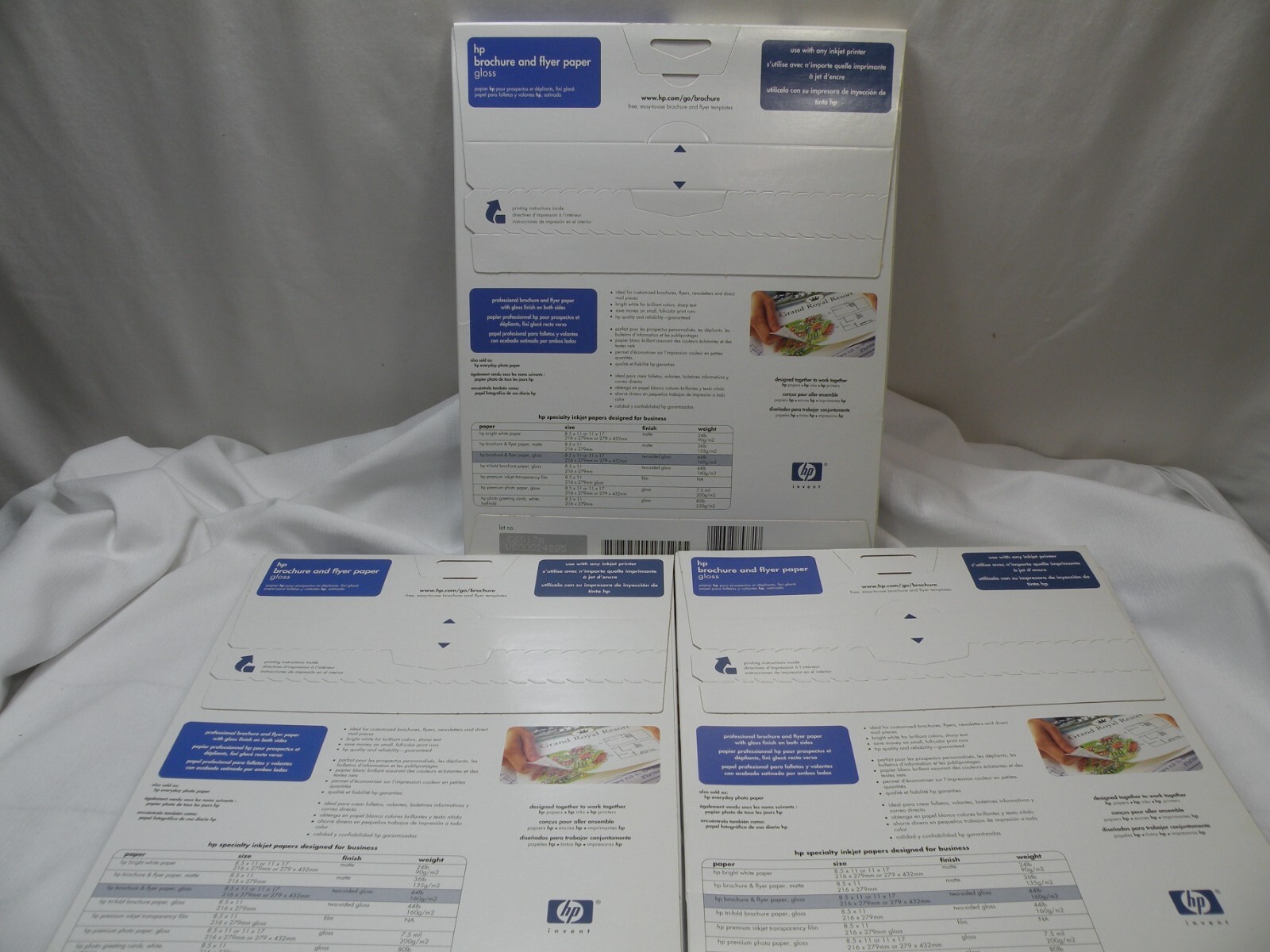 Five HP C6817A, Brochure Flyer Paper 8.5″ x 11″, 44 lb Glossy, 50 sheets Inkjet