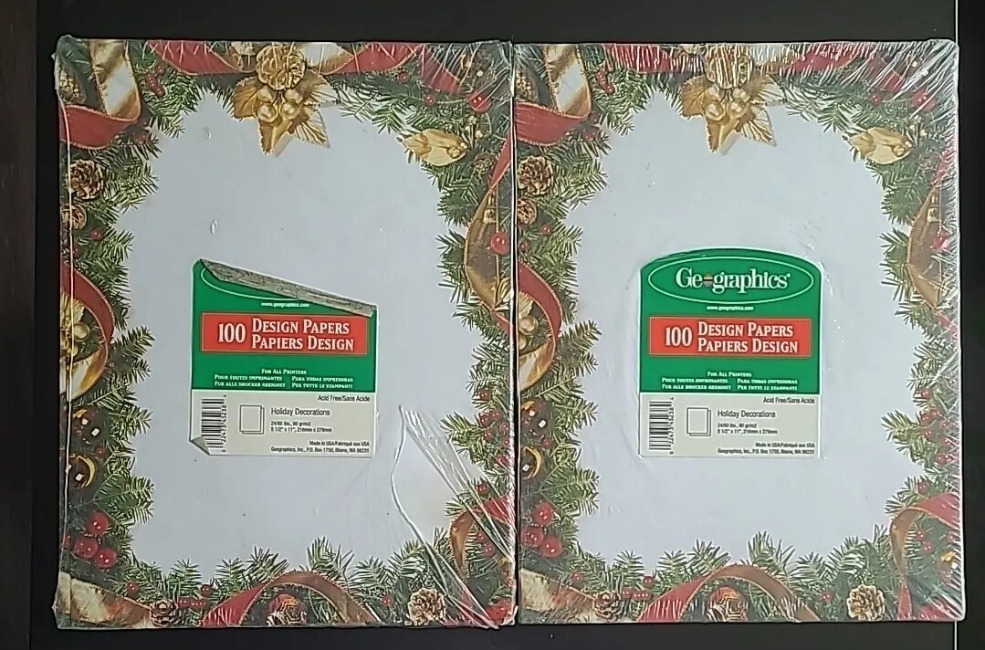 Geo-graphics Design Holiday Decorations 100 Sheets 8 1/2” x 11.2” Copy Paper