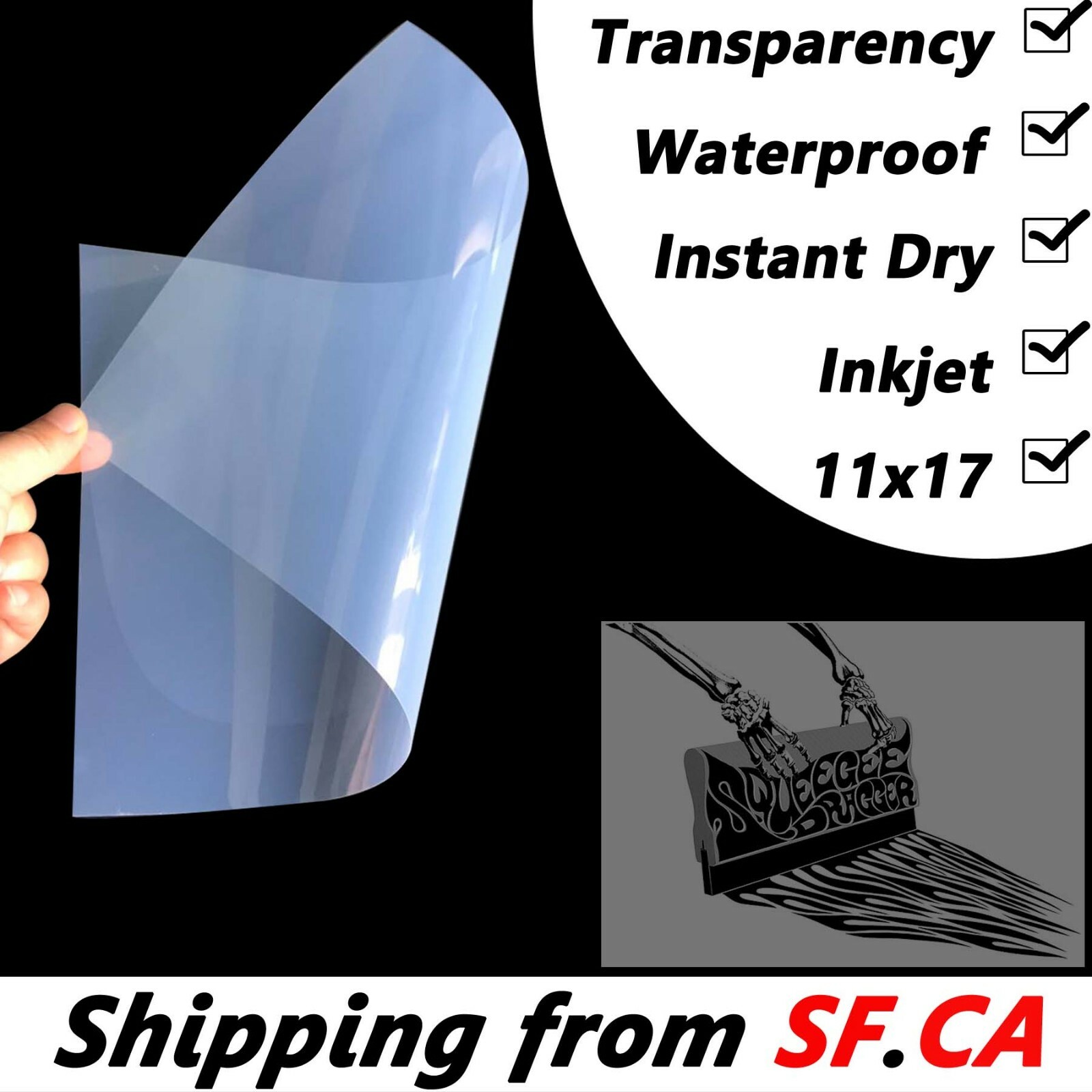 Waterproof Inkjet Milky Transparency Film for Screen Printing 11″x17″,50 Sheets