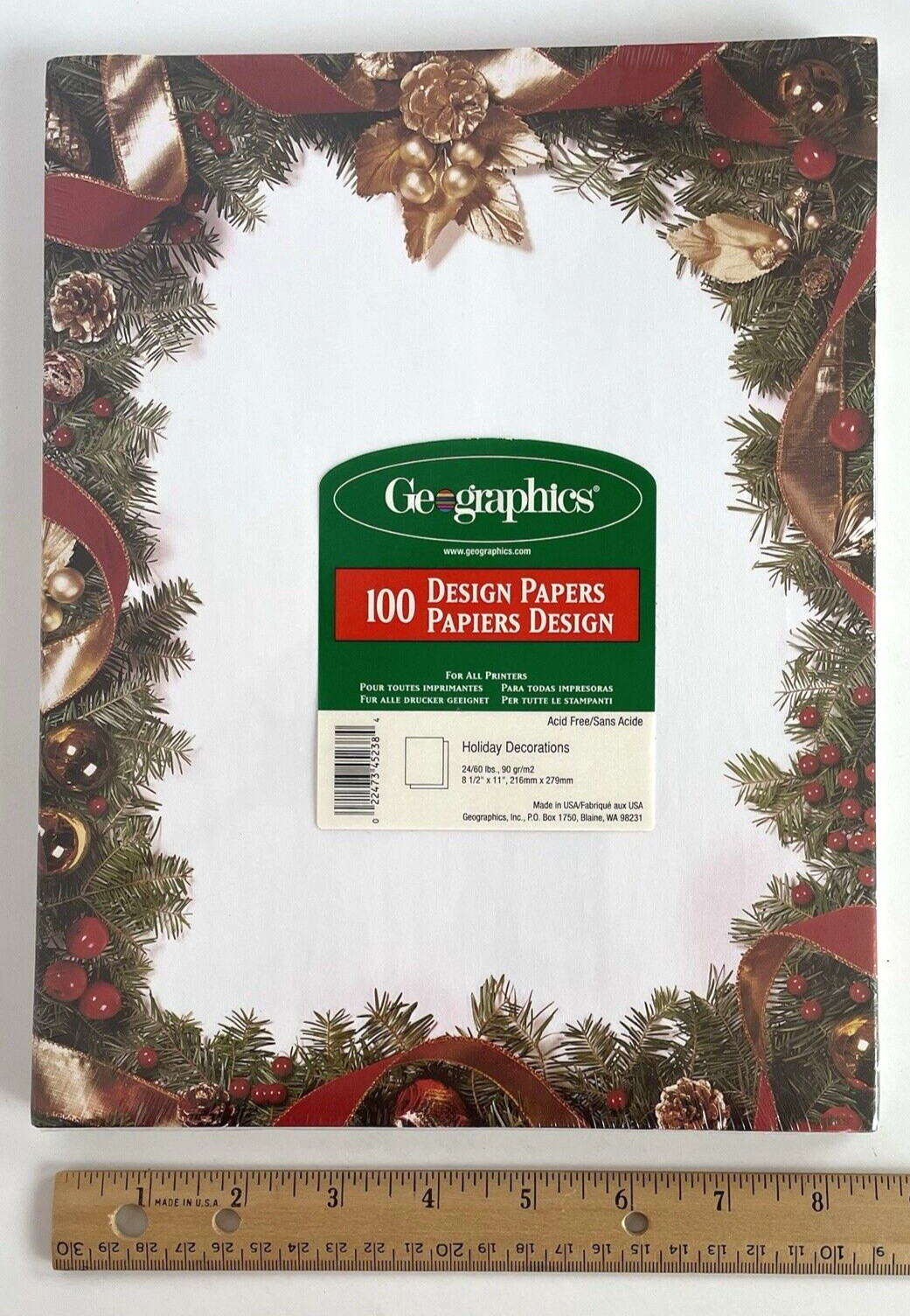 Holiday Paper 8 1/2 x 11″ Christmas Stationary 100 Count Geographic 24/60 LB NEW