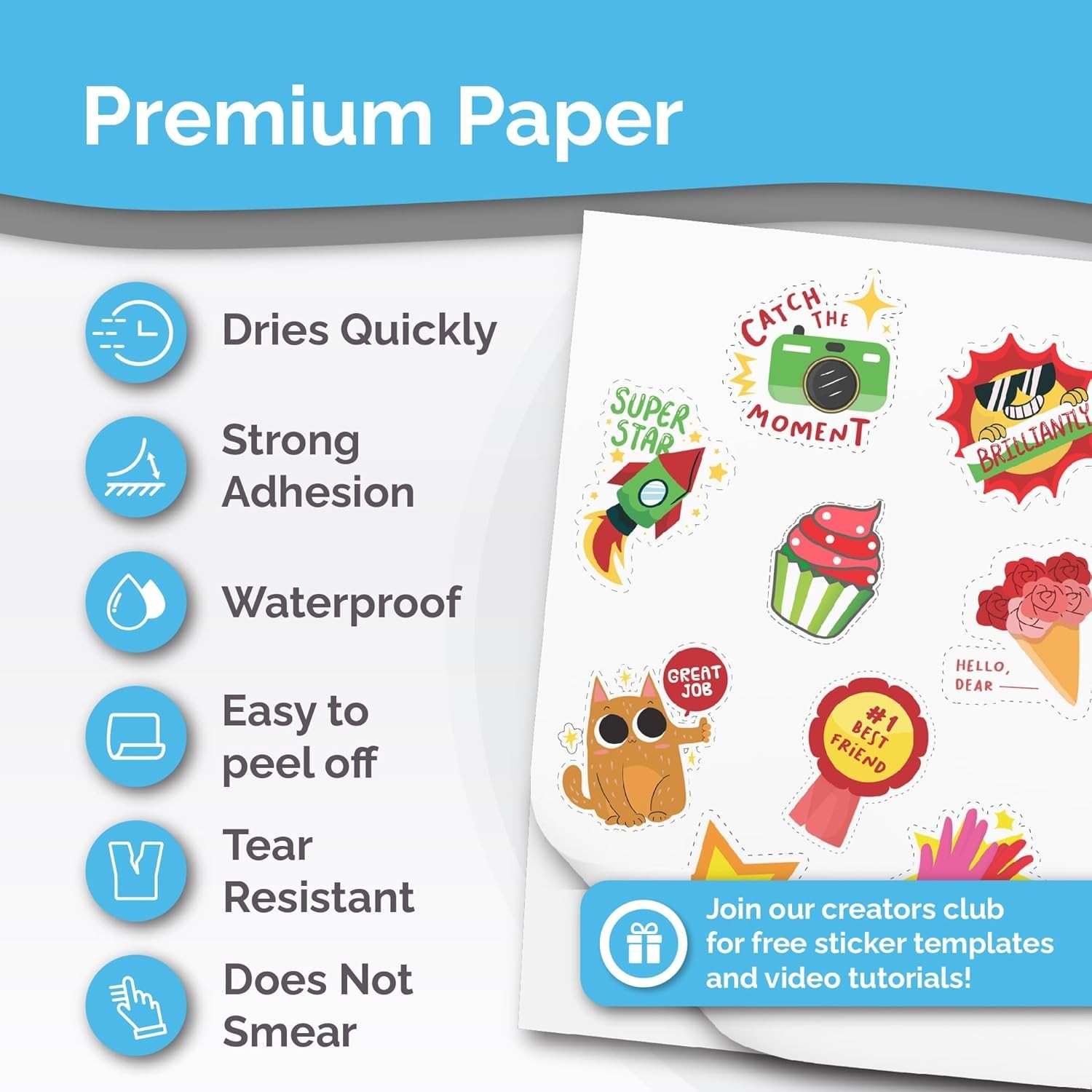 Printable Vinyl Sticker Paper for Inkjet & Laser Printer – 32 Sheets Self-Adh…