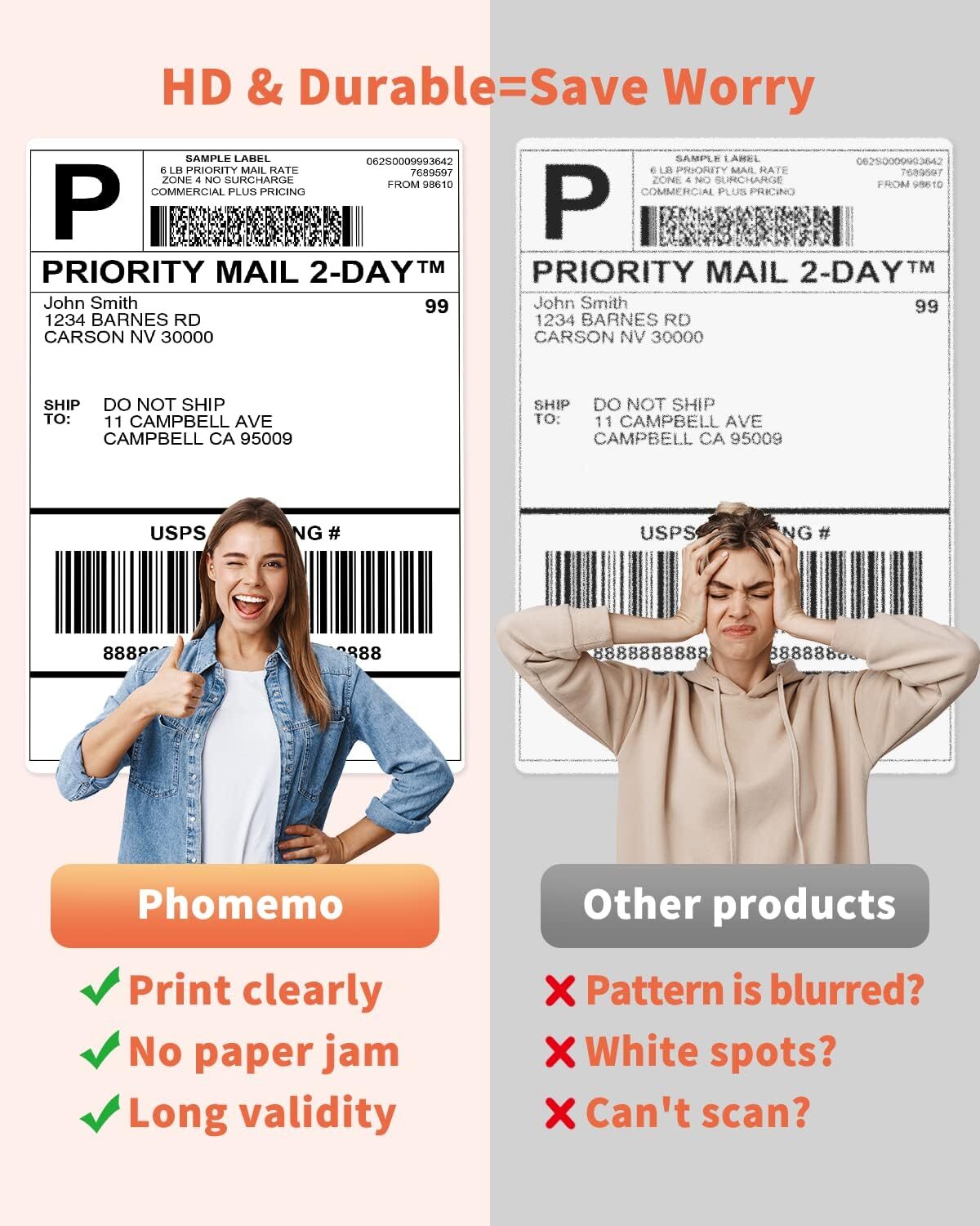 250PCS 4″ x 6″ Direct Thermal Shipping Address Sticker Label for Phomemo D450BT