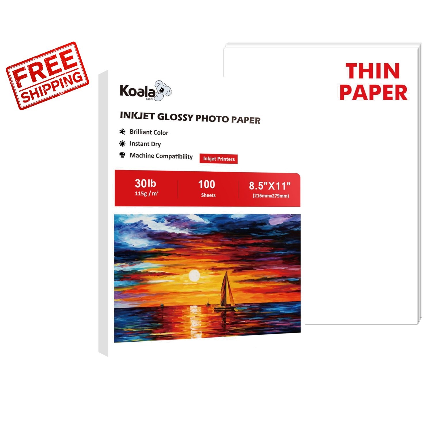 Professional Quality Glossy Inkjet Paper 8.5×11 – 100 Sheets, DYE INK Compatible
