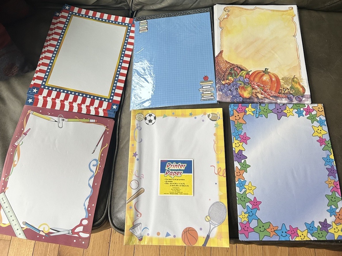 Lot Of 230 Sheets Of Decorative Border Paper Printer Scrapbook Some New