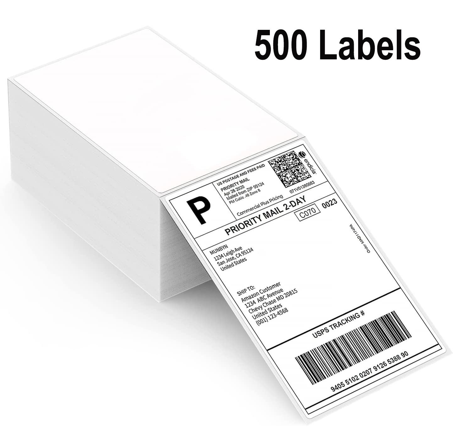 500/1000PCS 4x 6″ Direct Thermal Shipping Label paper for VRETTI MUNBYN Phomemo