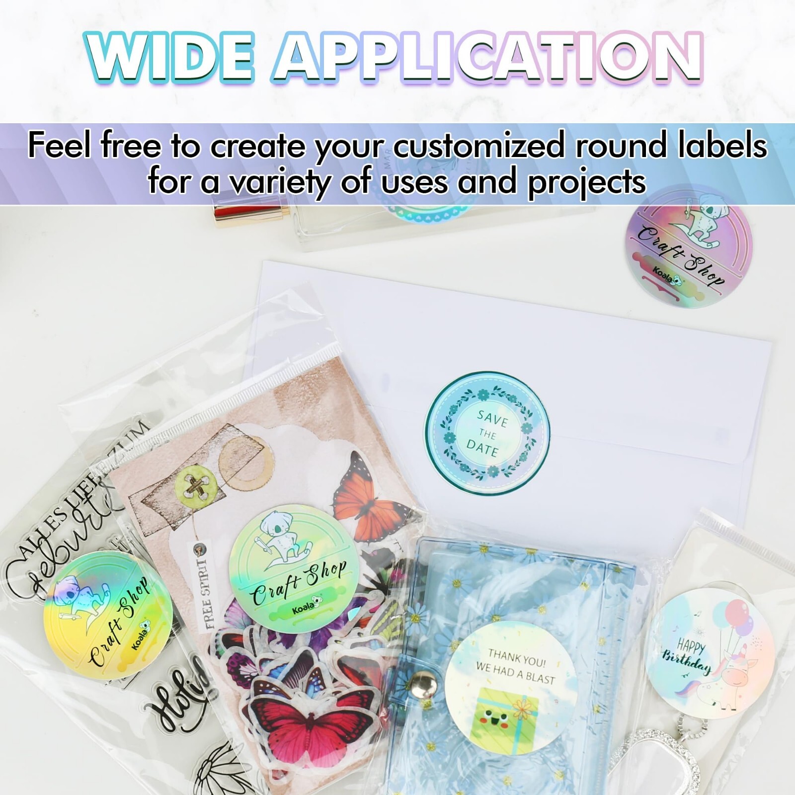 Lot 60-480 Koala Holographic Round Label 2″ Vinyl Sticker Paper for Inkjet Laser