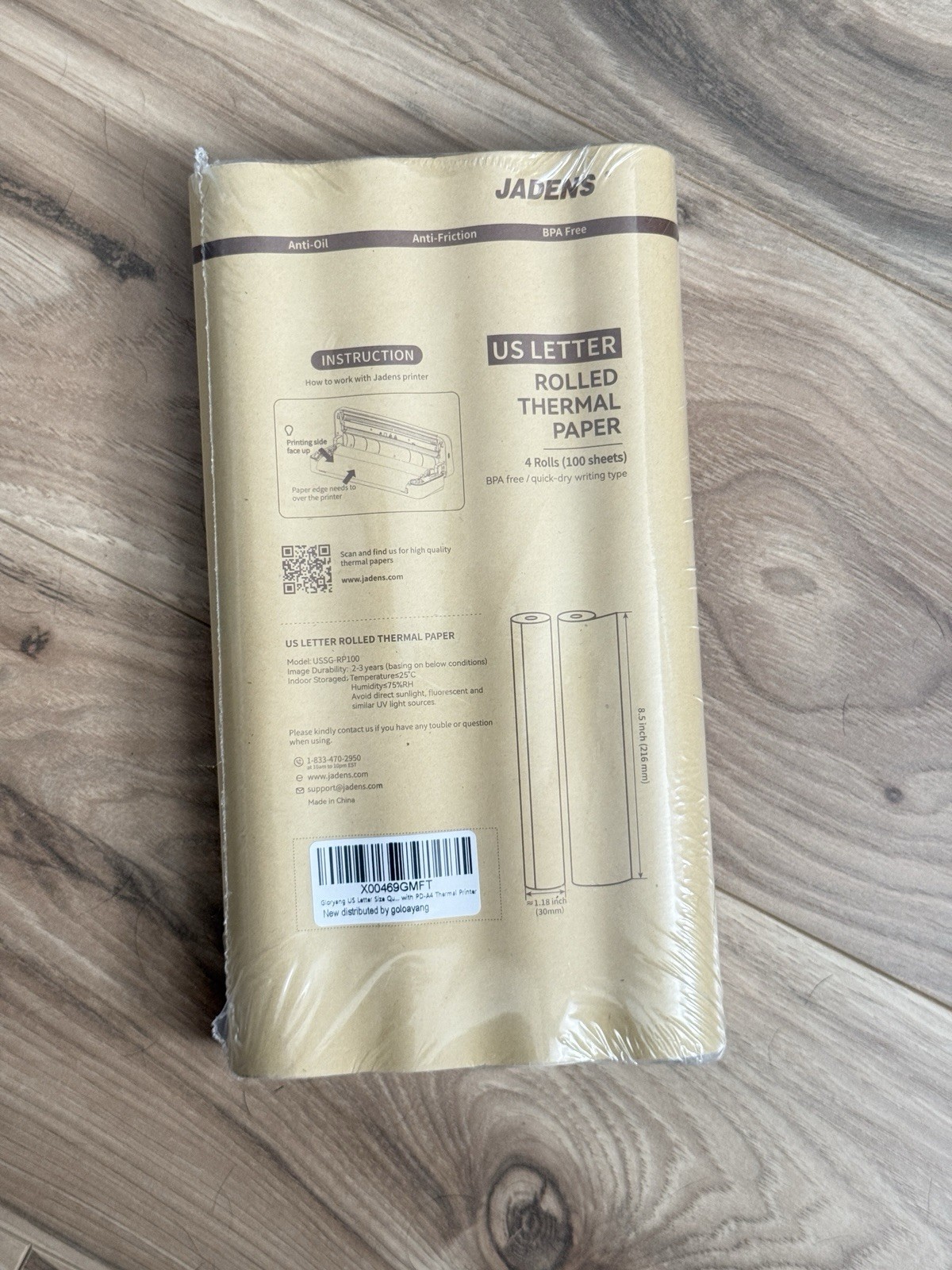 JADENS US Letter Size Quick-Dry Thermal Printer Paper 4 Rolls, Quick-dry