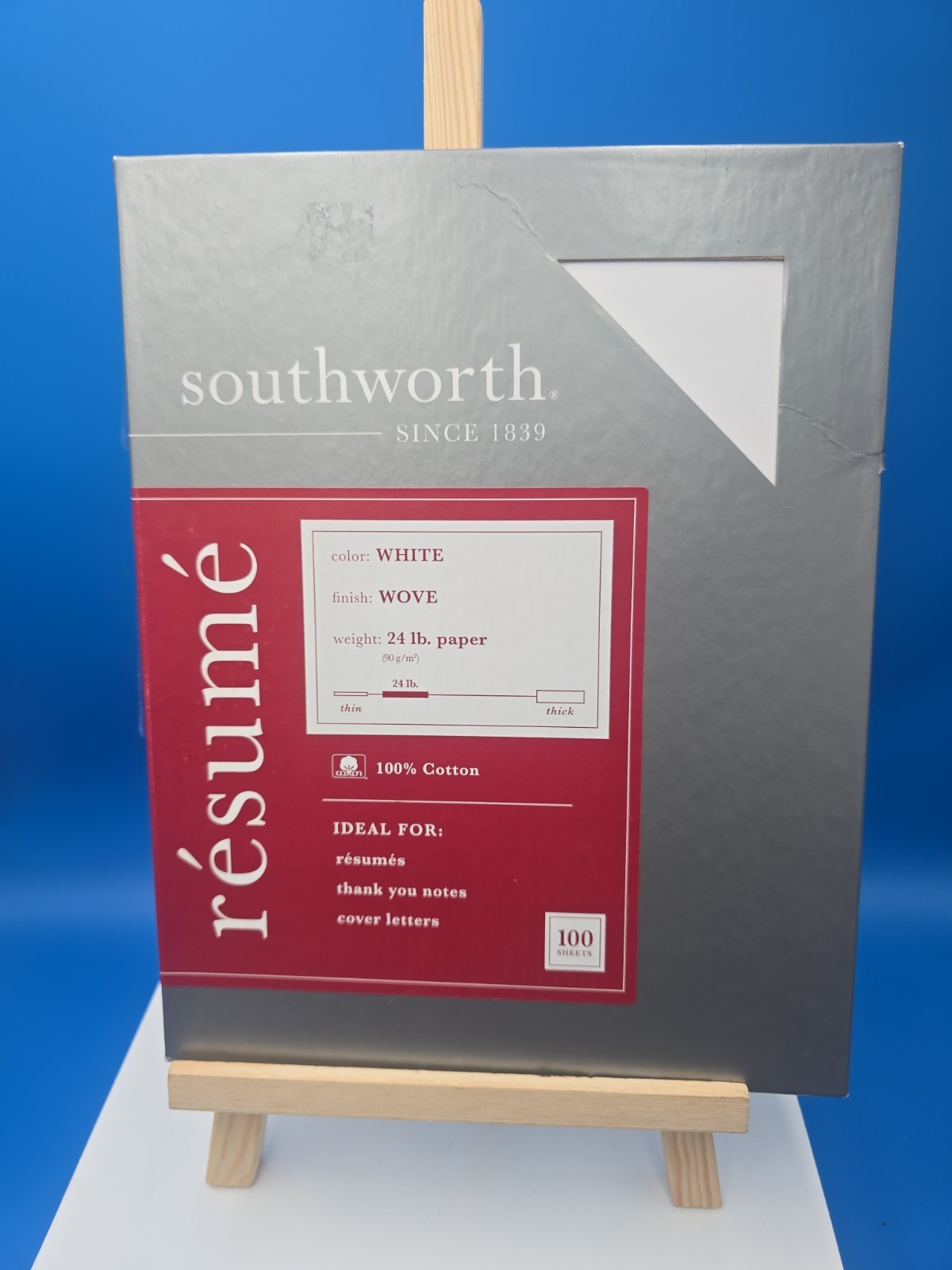 SOUTHWORTH 100 SHEETS 8.5×11 WHITE RESUME BOND PAPER 100%COTTON INKJET LASER USA