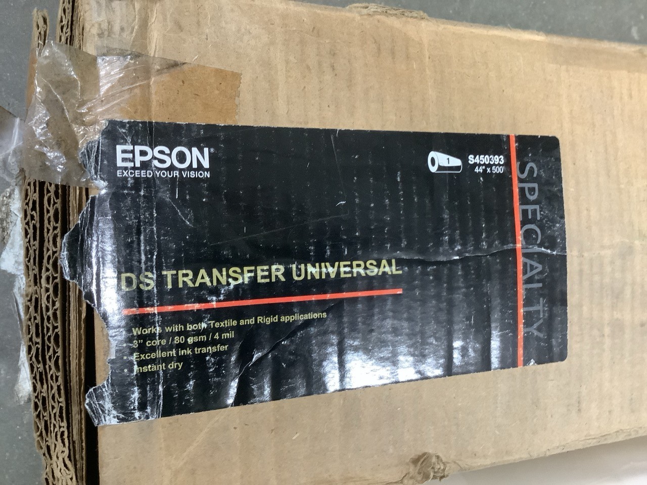 Epson DS Transfer Universal Roll 44″ x 500′ Alpha Cellulose Instant dry S450393