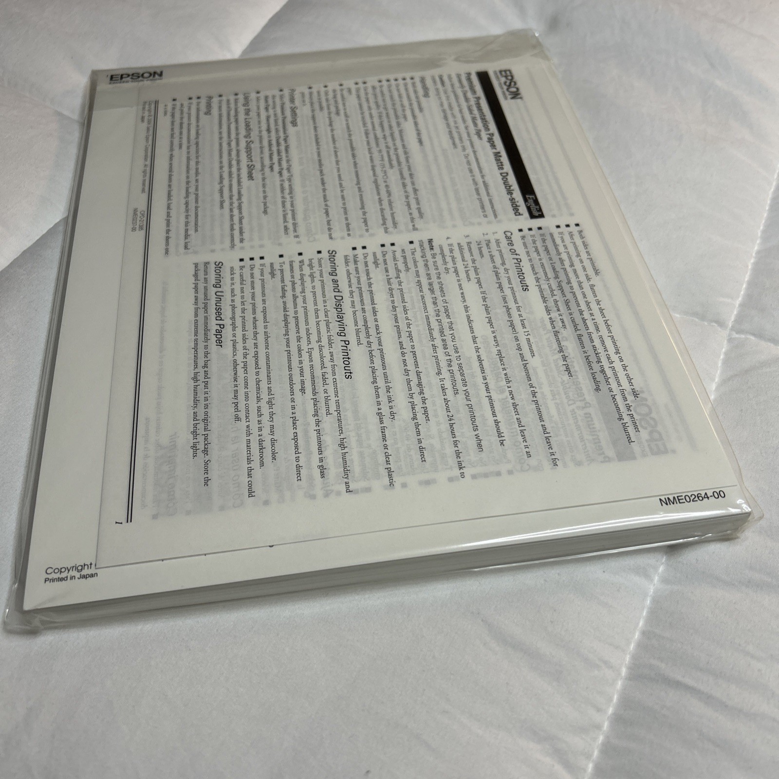 Epson S041568 Premium Matte 8.5” x 11”Paper – (50/PK) New