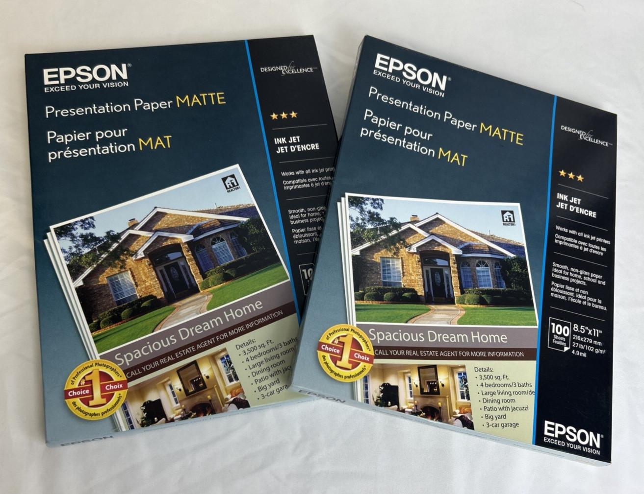 2 Packages Epson Premium Presentation Paper Matte 8.5 X 11″ 100 Sheets ea Sealed