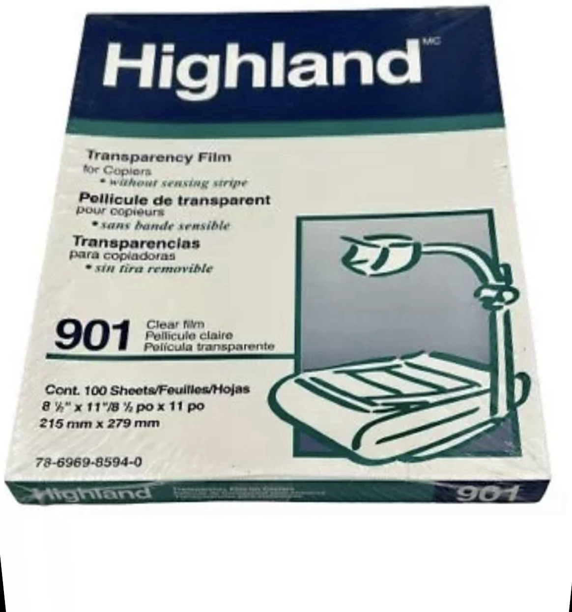 100 Sheets 901 Clear 3M Highland Transparency Film Copier Projector 8 1/2 x 11”