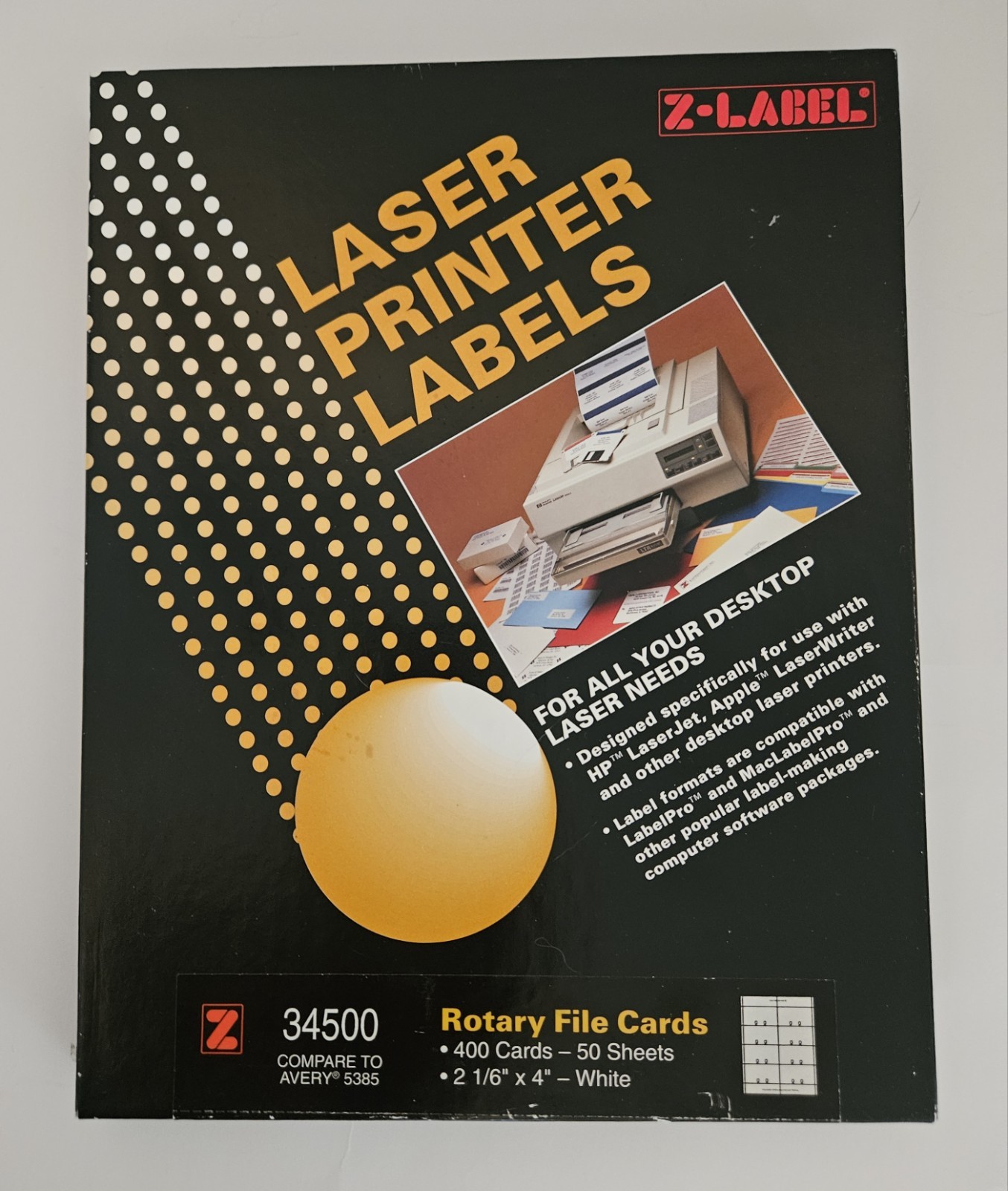 Z-Label Laser Printer Rotary File Cards Open Box 46 Of 50 Sheets