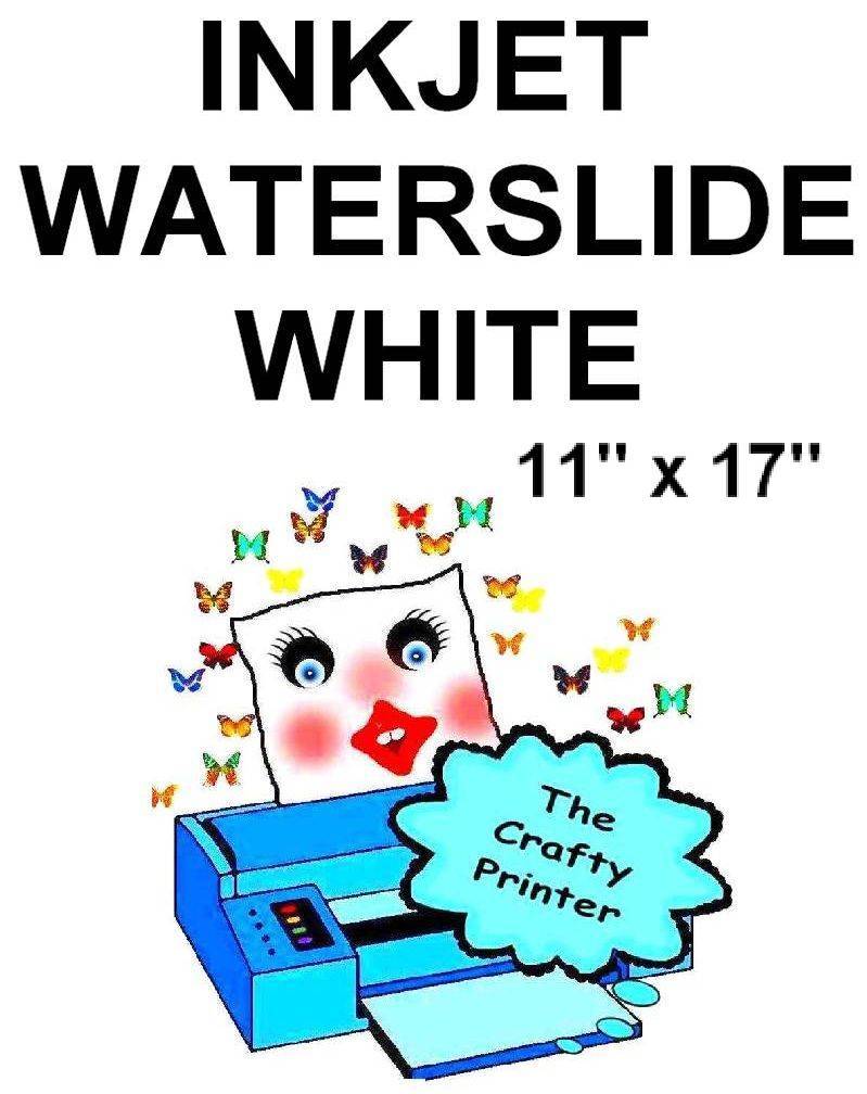 INKJET WHITE WATER SLIDE Decal Paper – Size 11×17 – 10 Sheets