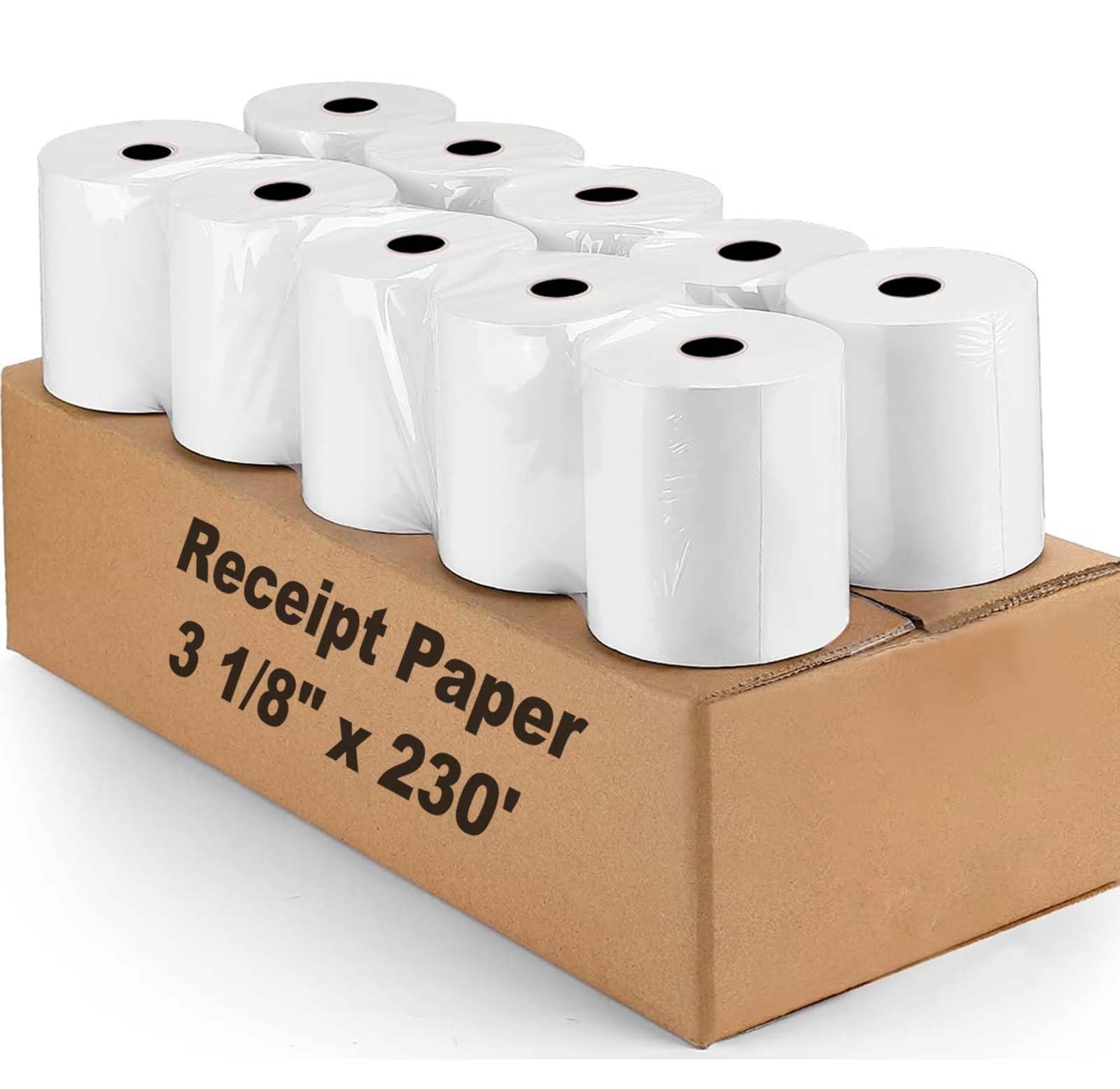 Coopaty Thermal Receipt Paper Rolls 3 1/8 x 230, 10 10 Rolls, White