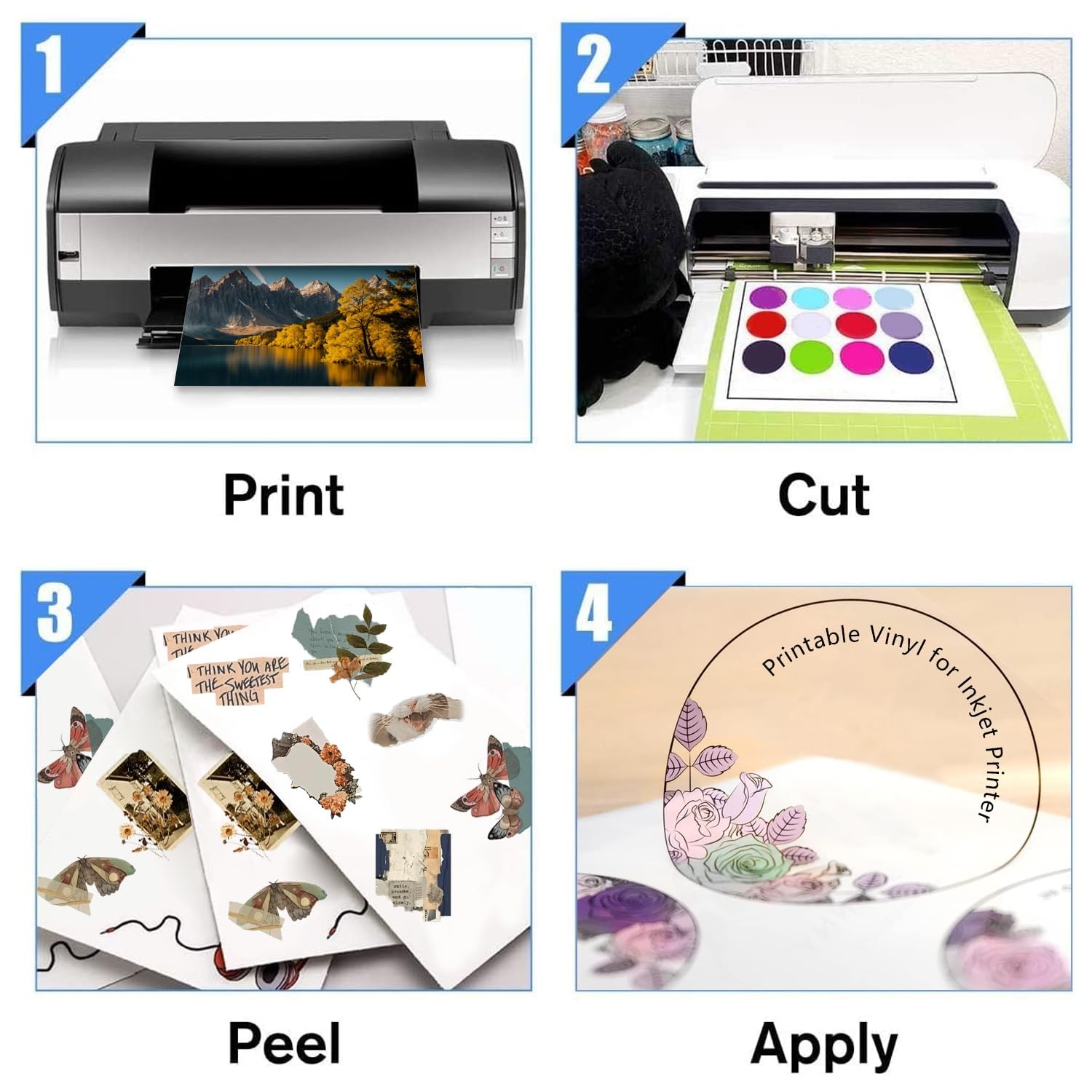 Premium Printable Vinyl Sticker Paper for Inkjet & Laser Printer, 100% Transp…