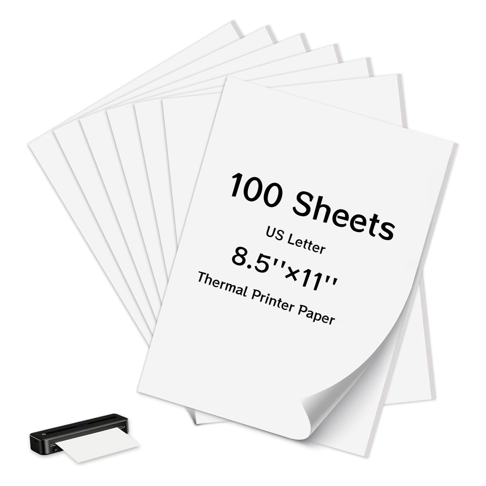 100Sheets Thermal Printer Paper 8.5 X 11″ US Letter Size Thermal Paper For M08F