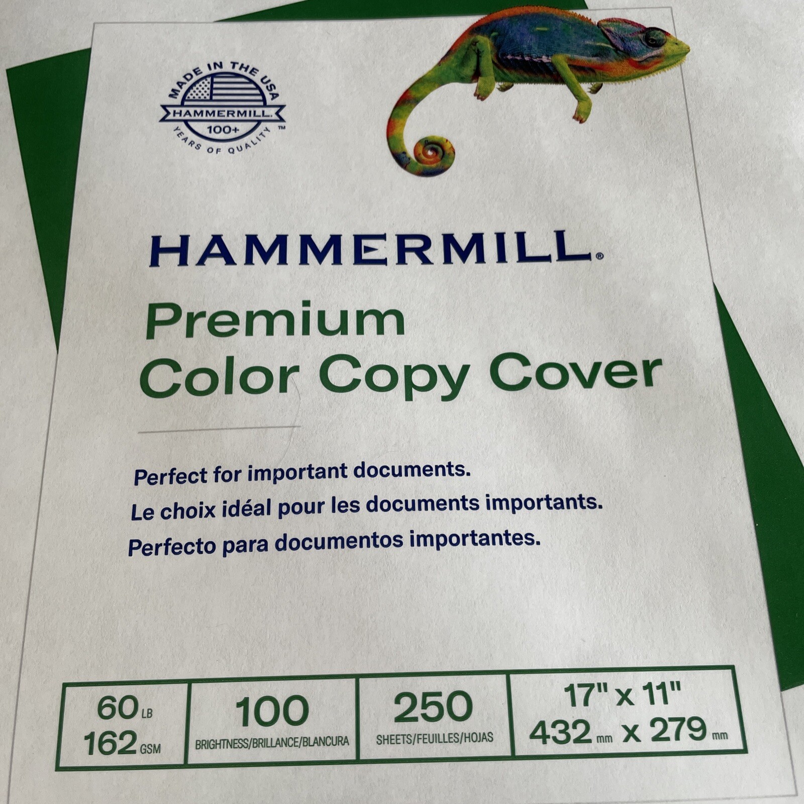 Hammermill 122556 Premium Color Copy Cover 60lb 100 Brightness 250 Sheets 17×11”