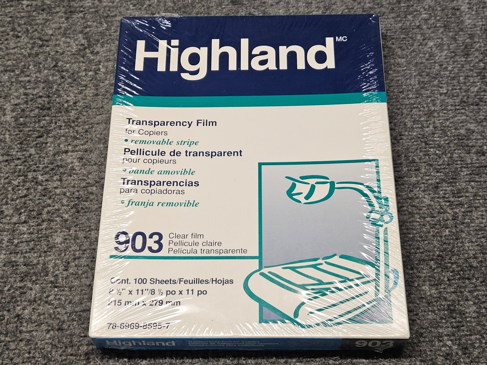 Highland 903 Clear Transparency Film for Copiers 100 Sheets 8 1/2 x 11 *NEW*