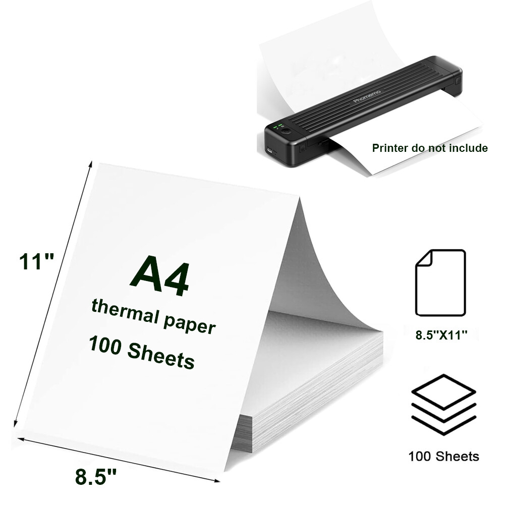 100 Sheets A4 Thermal Paper 8.5″x11″ for M08F Brother PocketJet PJ762/PJ763MFi