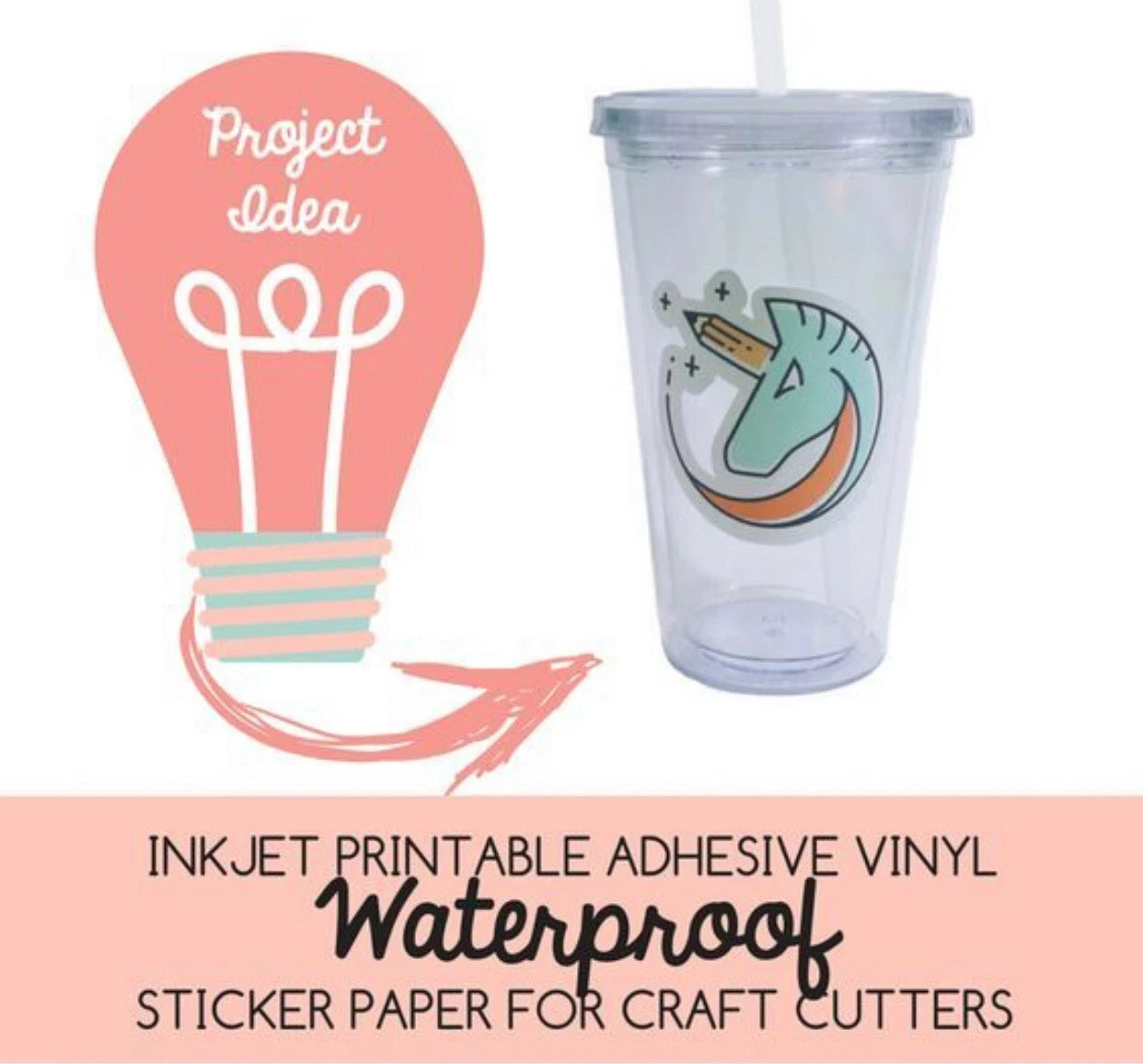 SIHL Inkjet Printable White Vinyl GLOSSY For STICKERS 10 Shs, 8.5×11″ Waterproof