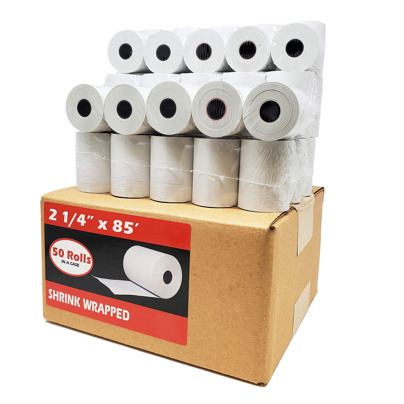 (50 Rolls) 2 1/4 x 85 Thermal Paper Receipt Rolls 1 Case – 50 Rolls, White