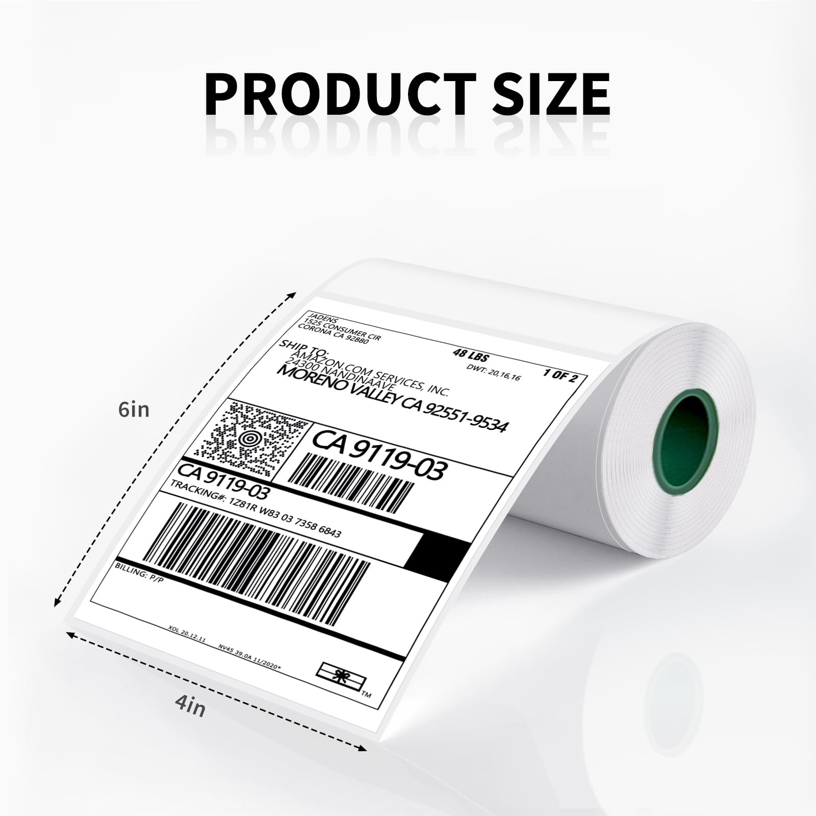JADENS 2 Rolls Thermal Label Paper, 4×6” Compatible with 4×6 inches, white