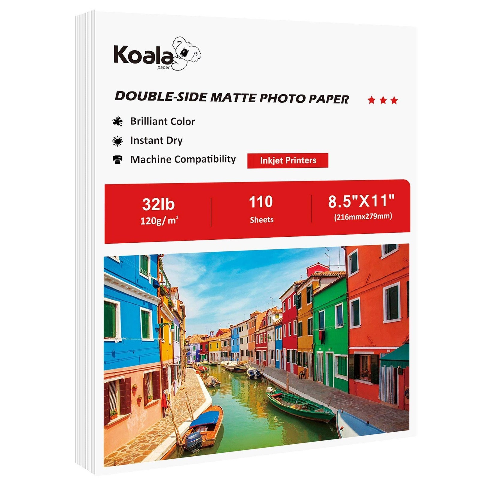 110 Sheets Koala Thin Presentation Paper 8.5×11 Inch Double-Sided Matte Print