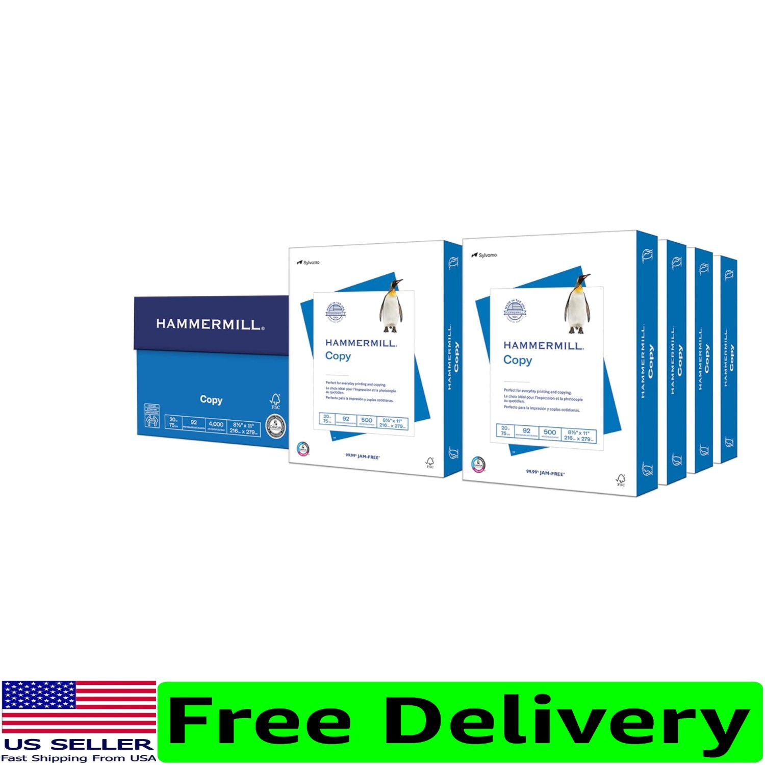 Bulk 4000 Sheets 20 lb Copy Paper, 8.5×11, 92 Bright, Eco-Friendly & Made in USA