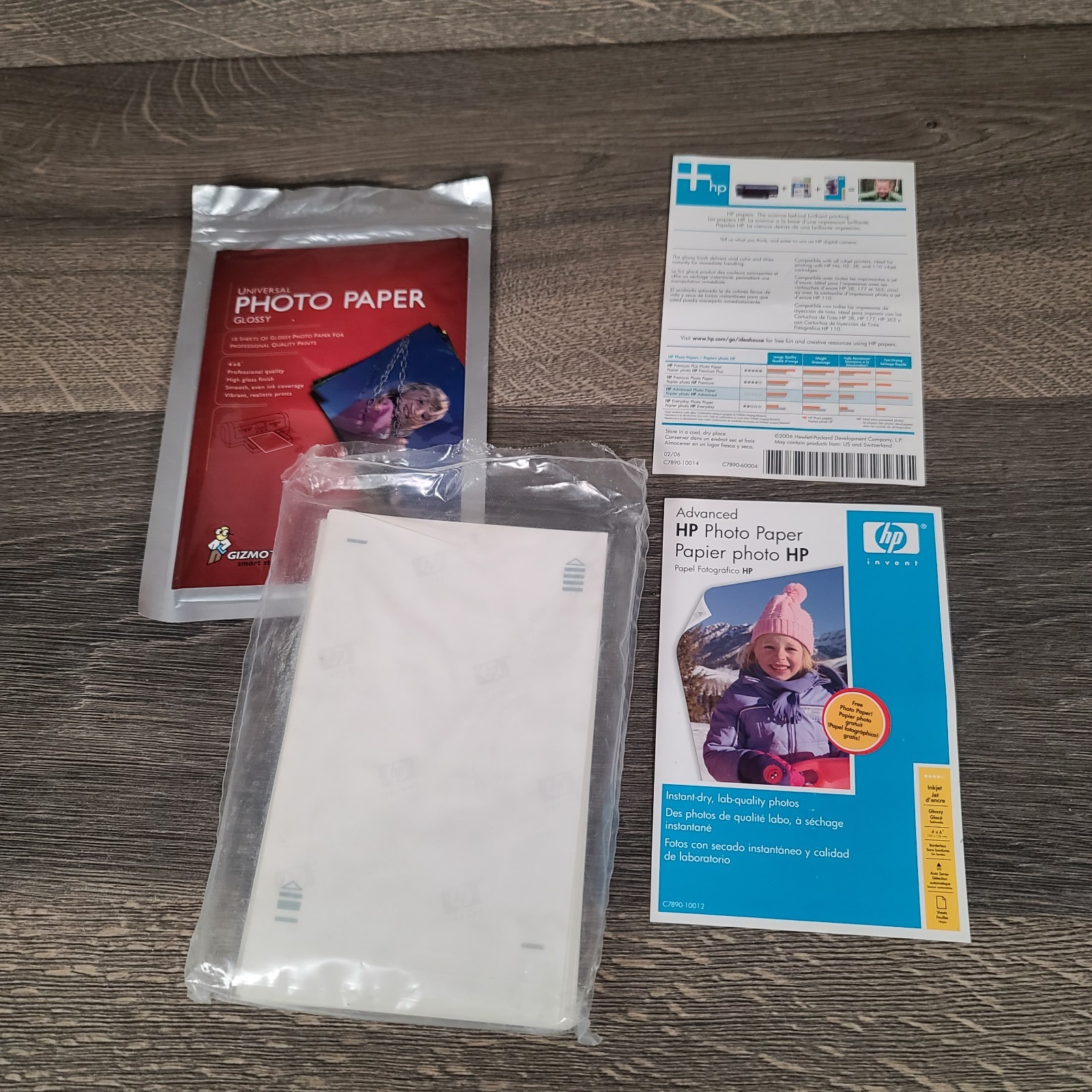 Lot of 2 Inkjet Photo Paper 4×6 Glossy Paper-1 Sealed Staples and 1 Open HP Box