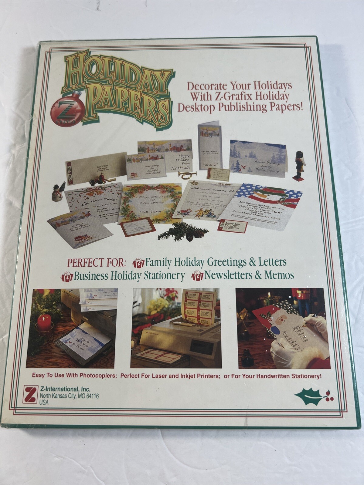Vintage Z GRAFIX~100 Sheets of 8.5″x11″ HOLIDAY PAPERS for LASER & INJET Noel