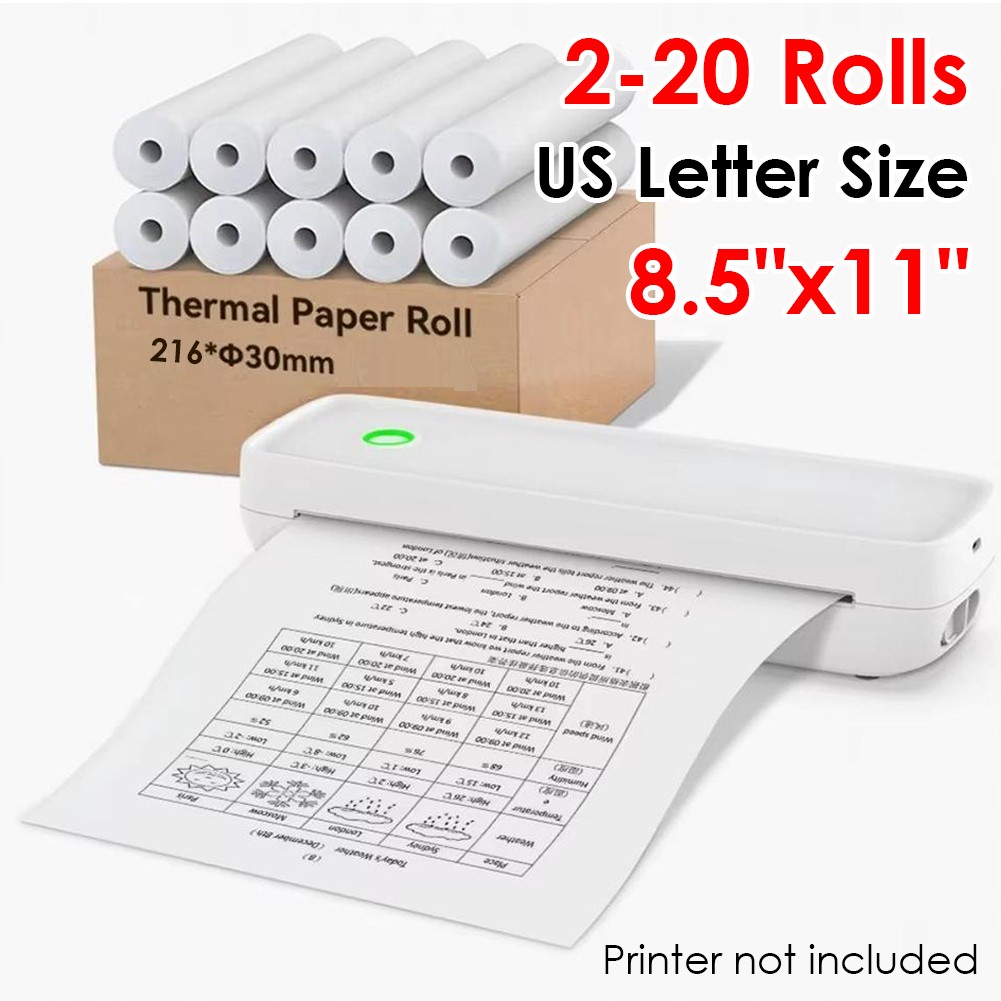 2-20 Rolls A4 Thermal Printer Paper 8.5″x11″ US Letter Size for M08F M832 lot