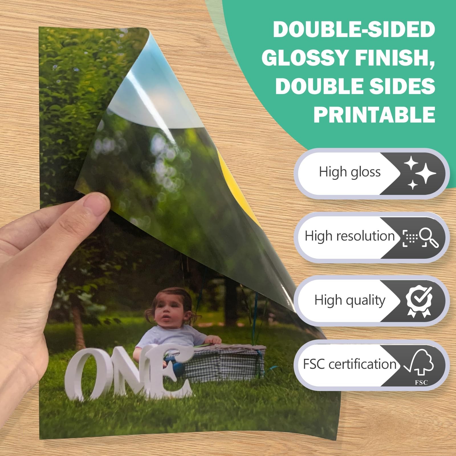 Double Sided Glossy Photo Paper 11×17 Inch 100 Sheets 61lb Thick Cardstock