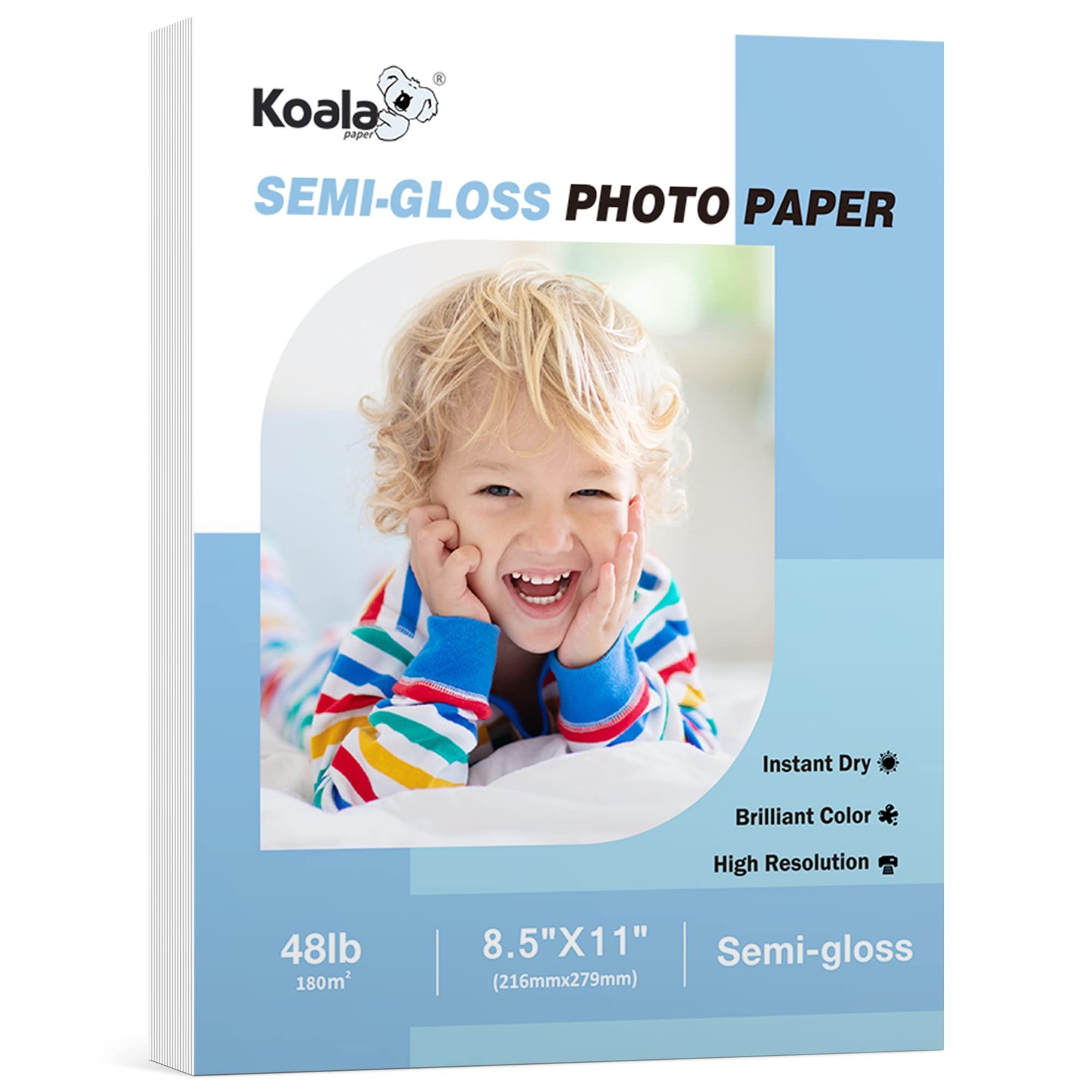 Koala Semi Gloss Photo Paper 8.5X11 Inches 100 Sheets For Inkjet Laser 48LB
