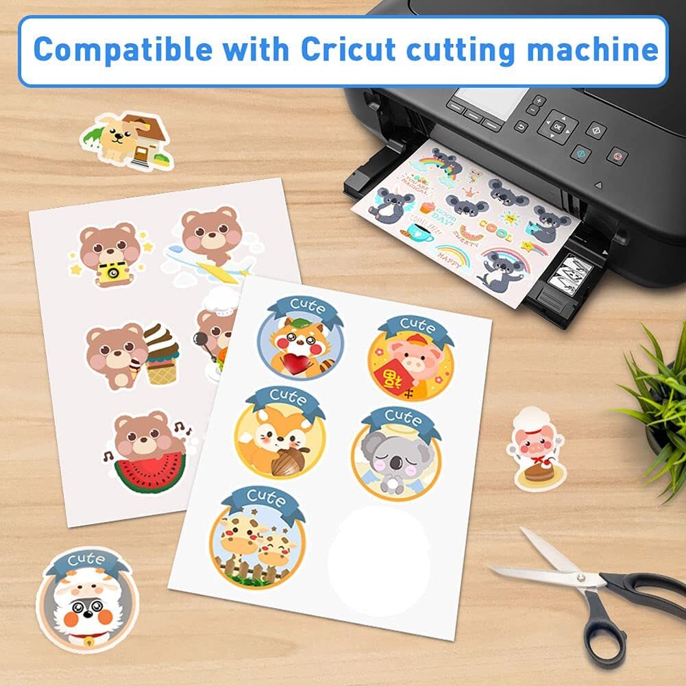 100 Printable Vinyl Sticker Paper Matte 8.5 x 11 for Cricut Inkjet Laser Printer