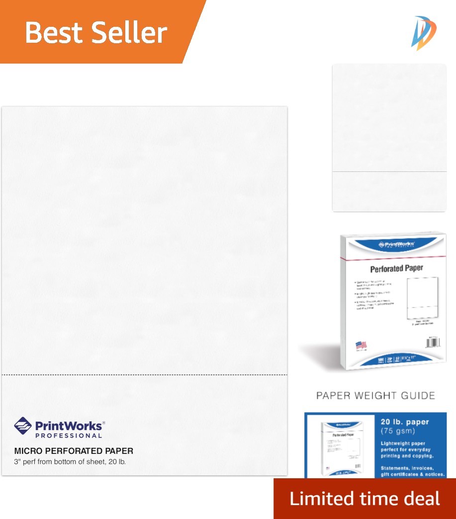 W-2 & 1099 Compatible 3″ Perforated Paper – 500 Sheets, 8.5″ x 11″, Bright White
