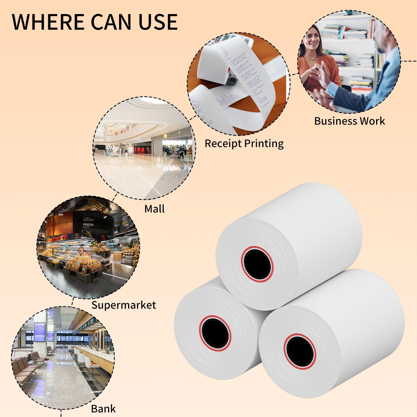 10 PCS 21/4″ x 50′ Thermal Receipt Paper Fits 58mm POS Printer Premium