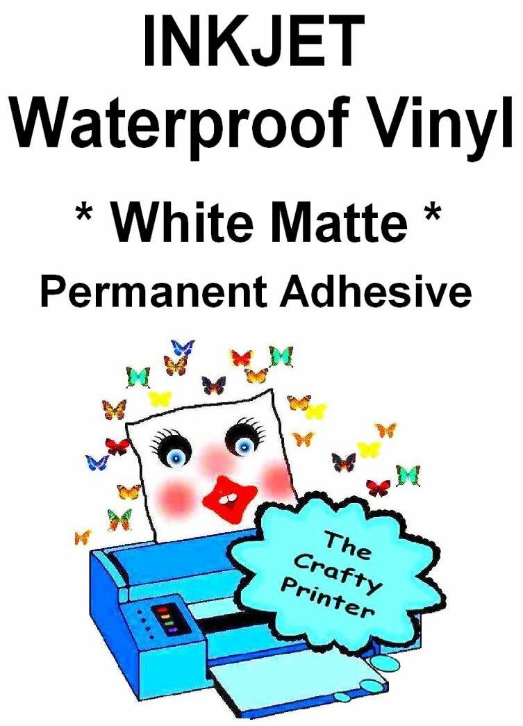 INKJET Waterproof PERMANENT Adhesive Decal Vinyl – 2 Sheets – MATTE WHITE