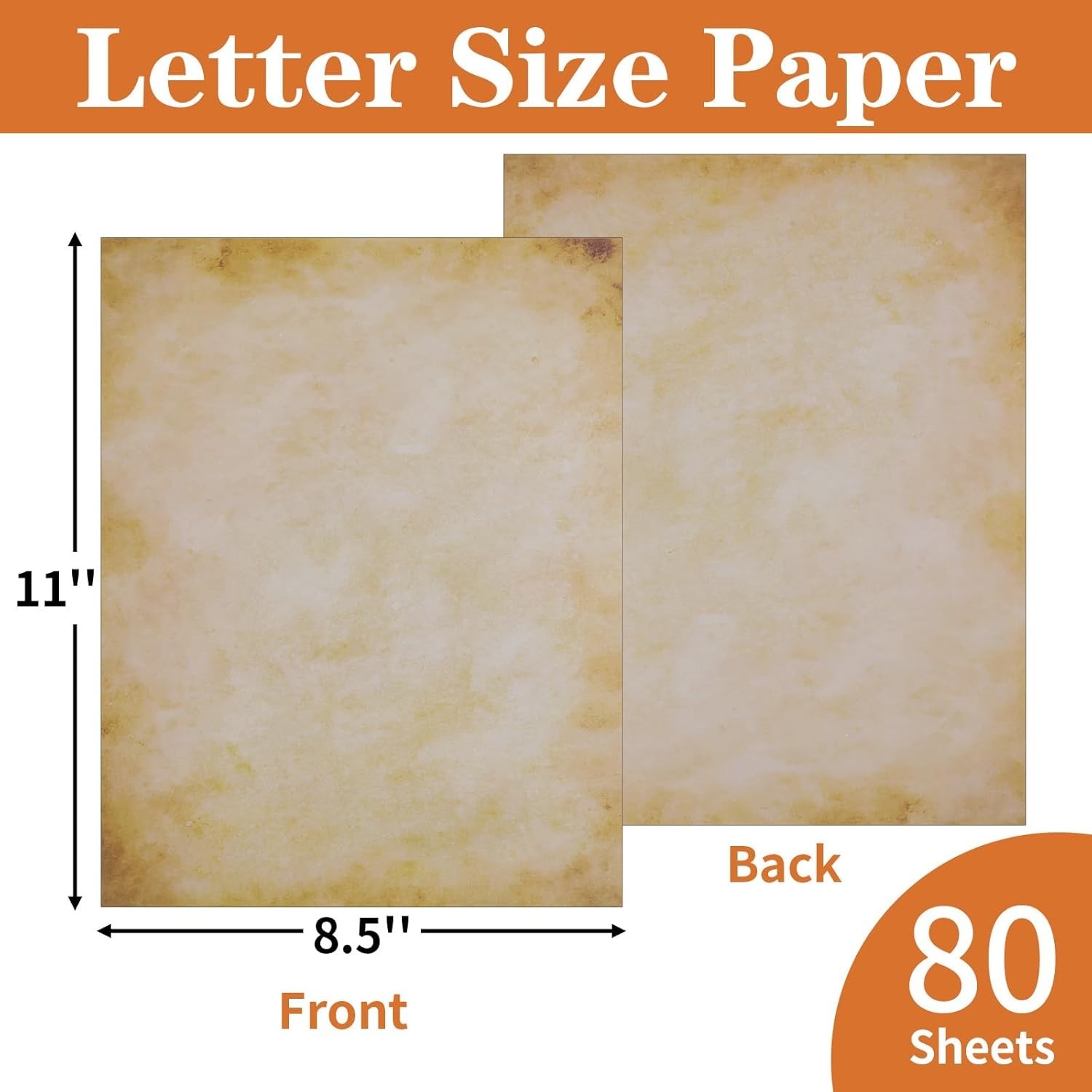 8.5″ x 11″ Double-Sided Vintage Paper – 80 Pack Decor for Writing & Scrapbooking
