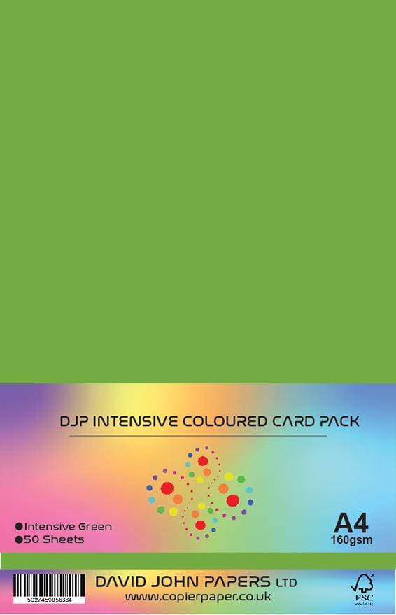A4, 160gsm, Intense, Green, Craft Board 50 Sheets
