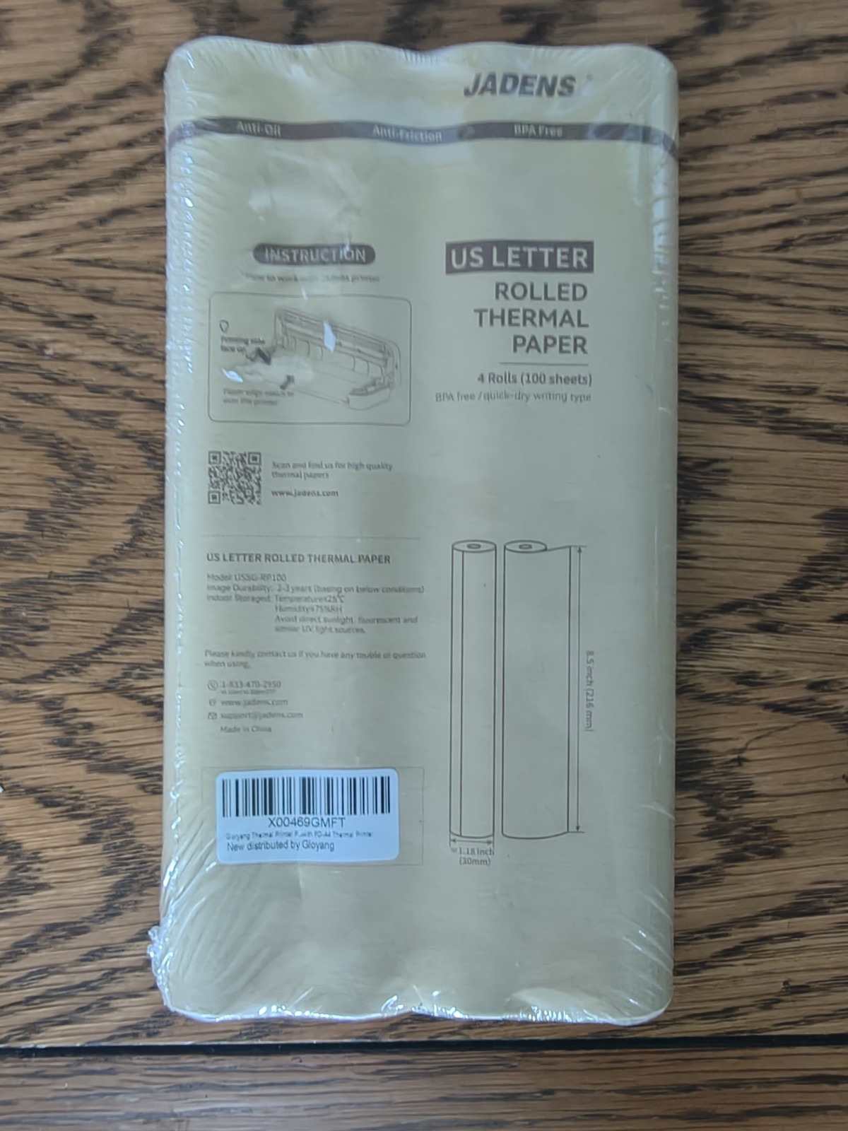JADENS US Letter Size Quick-Dry Thermal Printer Paper 4 Rolls, Quick-dry