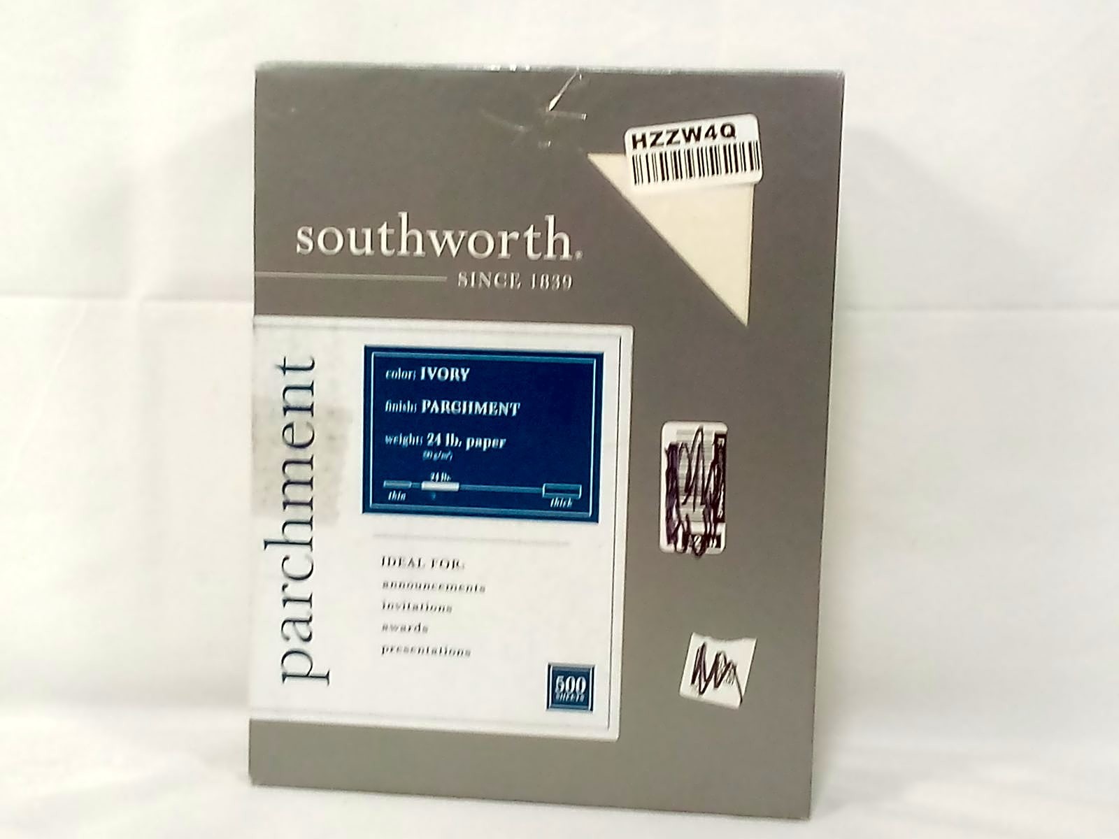 Southworth 984C Parchment Specialty Paper Ivory 24 lb 8.5 x 11 500 Sheets