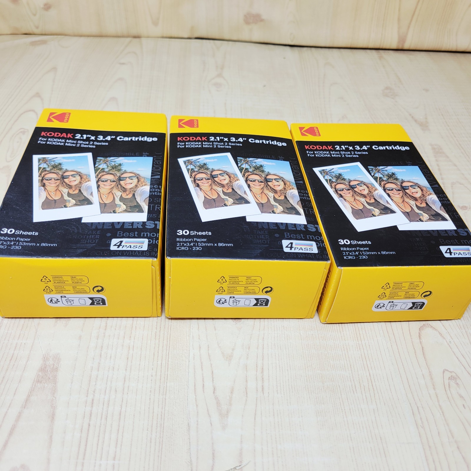 Lot of 3 Kodak Cartridge 2.1 X 3.4 30 Sheets For Kodak Mini Shot 2 Series NEW!