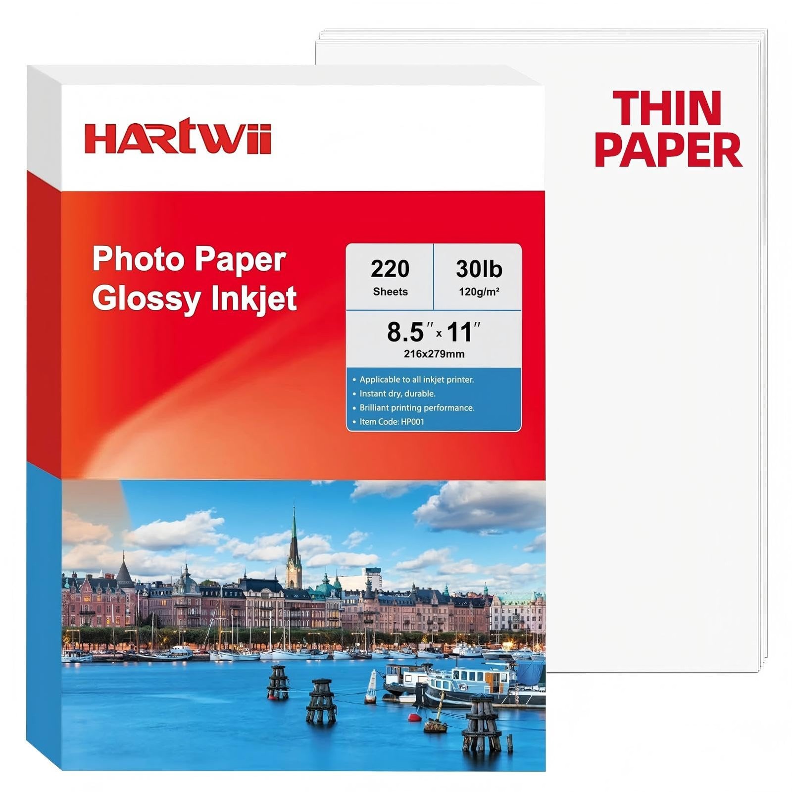 220 Sheets Inkjet Glossy Thin Paper 8.5×11 inch 30lb 120gsm A4 Letter Size Fo…