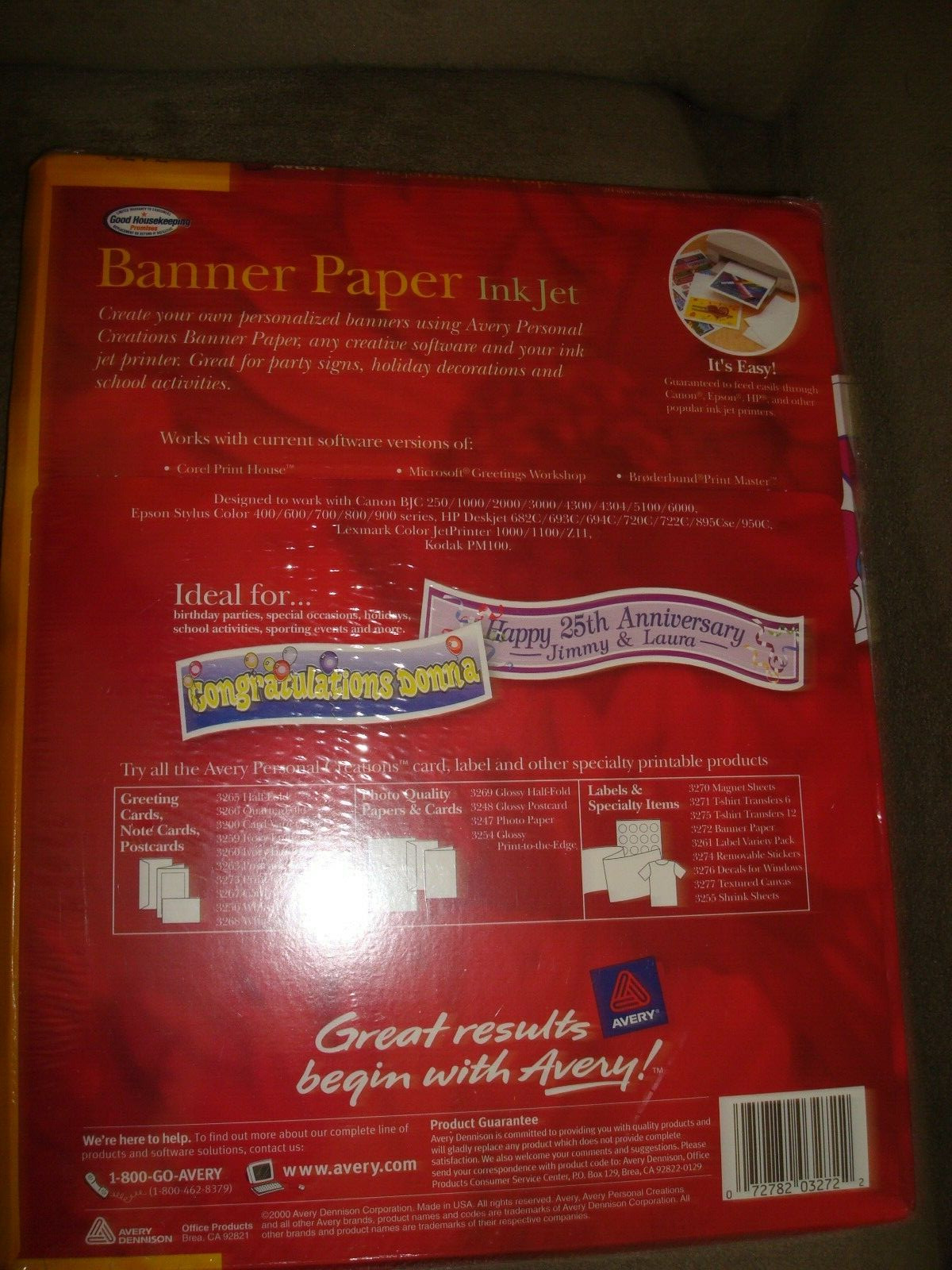 Sealed Avery 3272 White Banner Paper for Ink Jet Printers 11×8.5 80 sheets