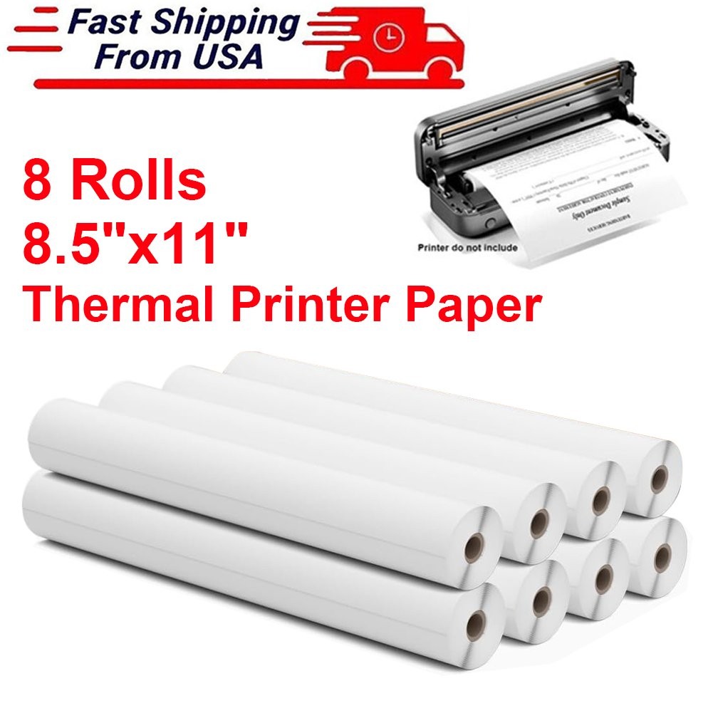 8 Rolls A4 Thermal Printer Paper 8.5″x11″ for M08F M832 M834 Portable Printer