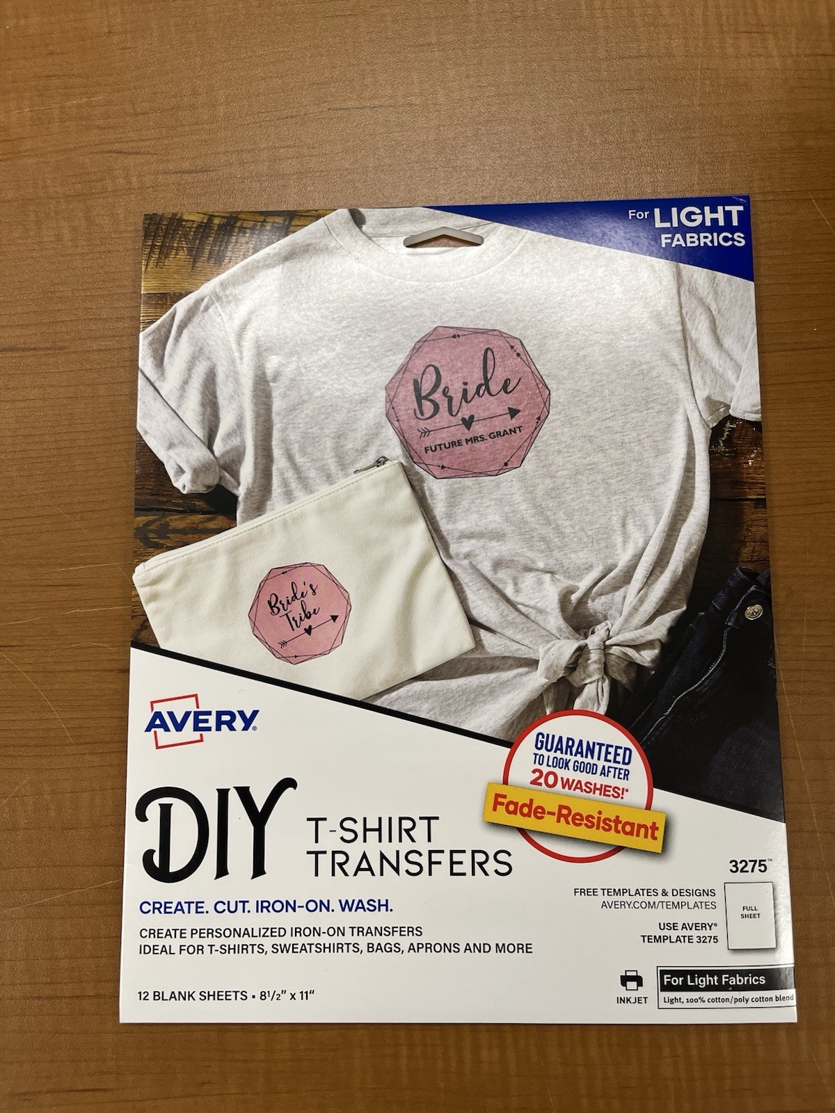 Avery Inkjet T-shirt Transfers iron-on 3275 8.5″ x 11″ – 12 Sheets open Box NEW