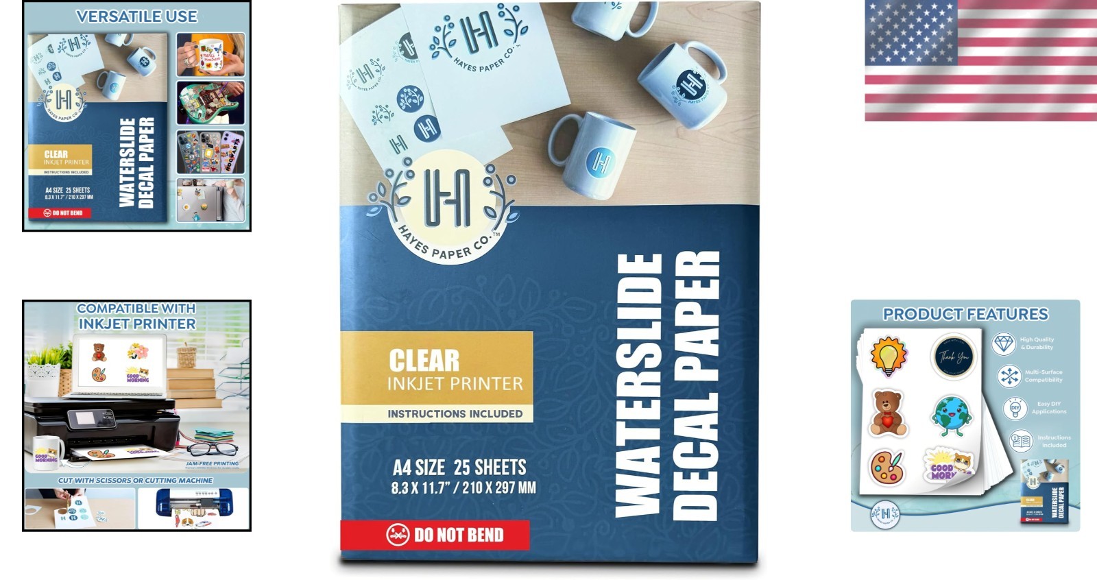 Eco-Friendly Waterslide Decal Paper – 25 Clear A4 Sheets for Stunning Prints